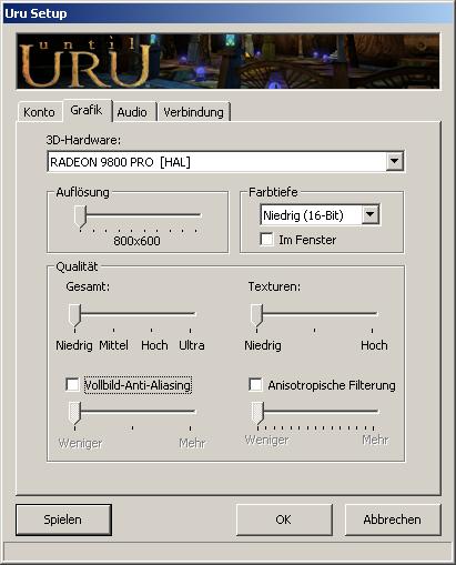 Einfach alle Regler nach links schieben und runter gehen auf 16 bit Farben!!!